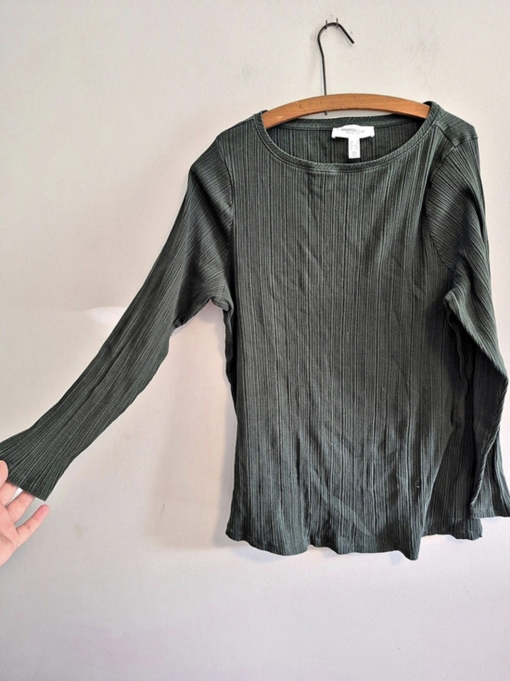 Addition Elle 2x Dark Green Ribbed Long Sleeve Top